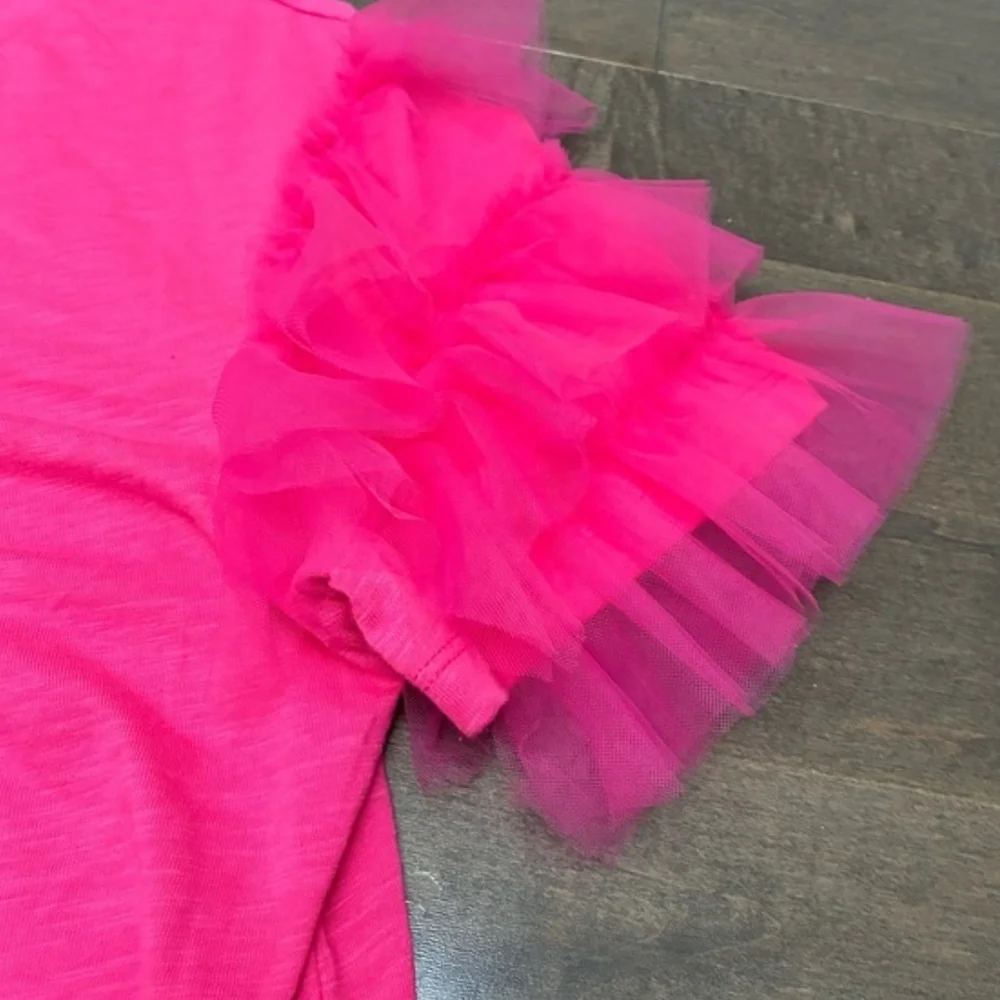 Pink Ruffle Sleeve Women's Top - Picture 3 of 3